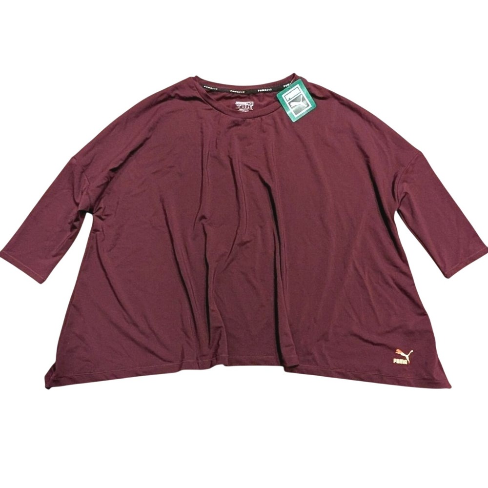 Puma Top Womens L Large Burgundy Athletic‎ Shirt Oversized NEW NWT